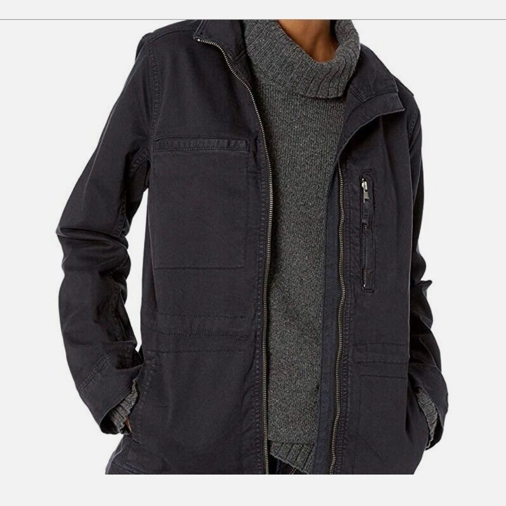Daily Ritual Gray Blue Military Cargo Zip Front Utility Jacket Women's Size 6